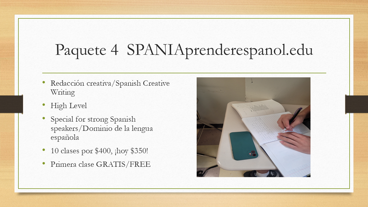 Package 4- Spanish Creative Writing/Redacción creativa